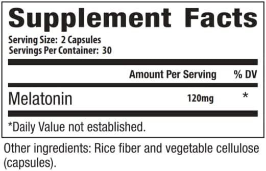 120 mg High Dosage Melatonin Max in Easy-to-Swallow Capsules - 30 Servings