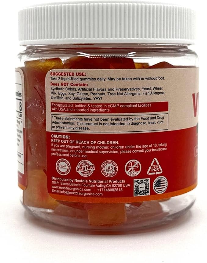 2 Pack - Organic Vitamin C Gummies 120mg for Adults, Sugar Free, Daily Immune Defense, Raw Antioxidant, 100% Whole Food Chewable Vitamin C Supplement from 1200mg Berries & Fruits for Collagen, Vegan