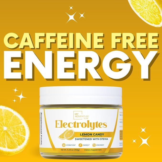 Zero Sugar - Lemon Candy Electrolytes Powder - Refreshing Hydration - Caffeine Free Energy with All Natural Ingredients - Vegan, Keto & Paleo - Sugar Free Electrolytes Powder Drink Mix - 37 Servings