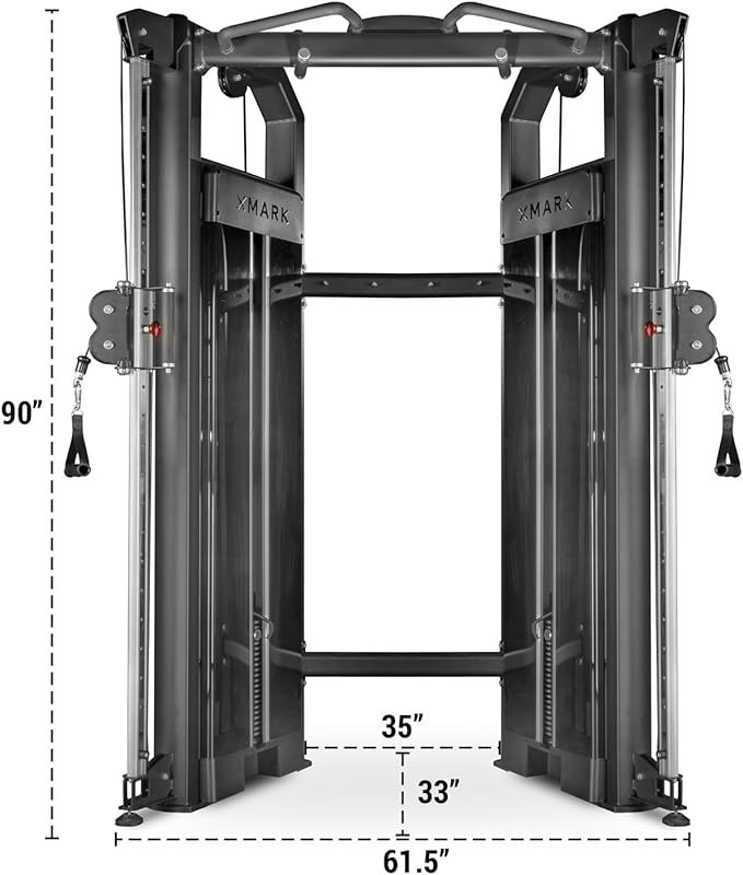 XMARK Functional Trainer with Dual Weight Stacks, All-in-One Cable Machine & Crossover for Full Body Strength Training at Home or Garage Gym