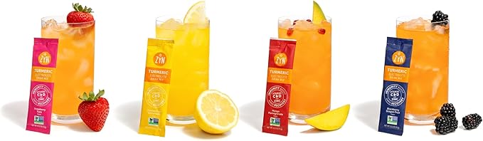 ZYN Electrolyte Drink Mix Hydration Packets, Electrolytes Powder, Hydration Packets w/Turmeric Curcumin, Vitamin C and D, Zinc, Hydrate Electrolyte Powder Packets for Wellness, Variety Pack of 16