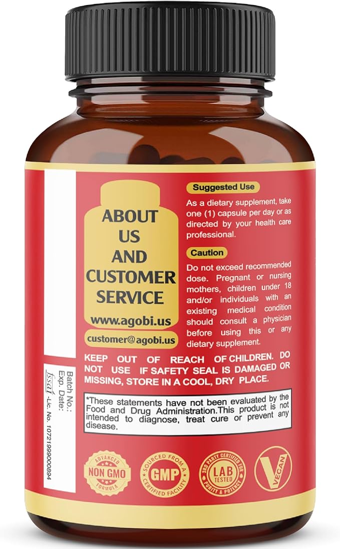 90 Capsules - Ashwagandha Supplement Capsules - Ginger Root, Turmeric, Rhodiola Rosea & Black Pepper