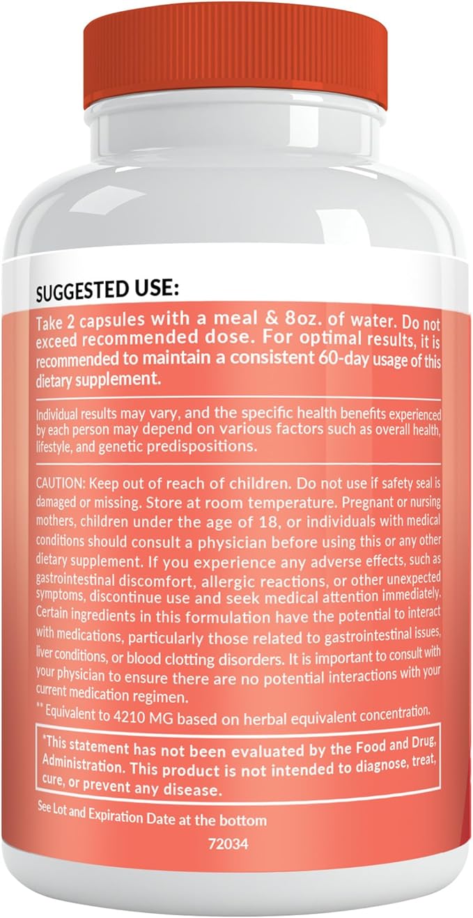 5-in-1 Organic Turmeric Curcumin Supplement (4210mg) with Berberine, Ceylon Cinnamon Bioperine and Ginger Supplements for Joint, Heart, Gut, & Metabolic Support (120 ct) (Pack of 2)
