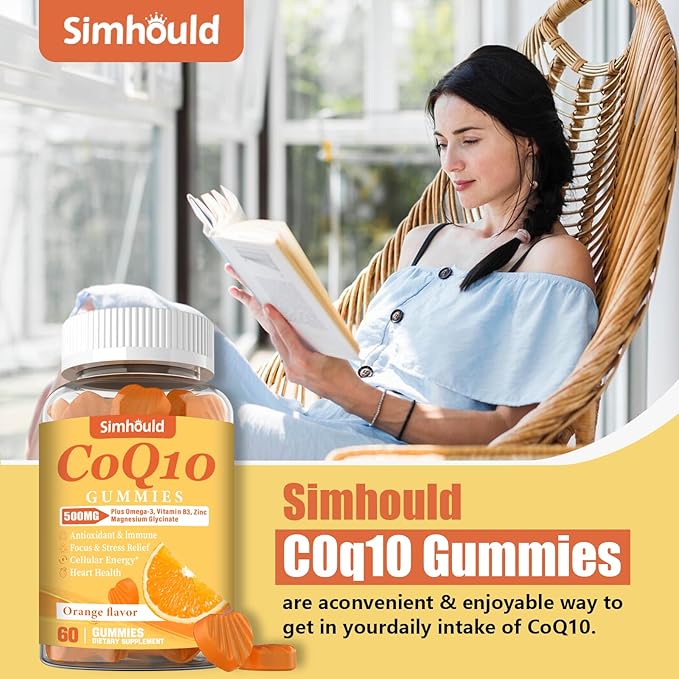 1 Pack CoQ10 500MG Gummies - Plus Omega-3, Magnesium, Vitamin B3 & Zinc - 3X Better Absorption Coenzyme Q10 Supplements for Heart Health, Cellular Energy & Antioxidant, Non-GMO 60 Counts