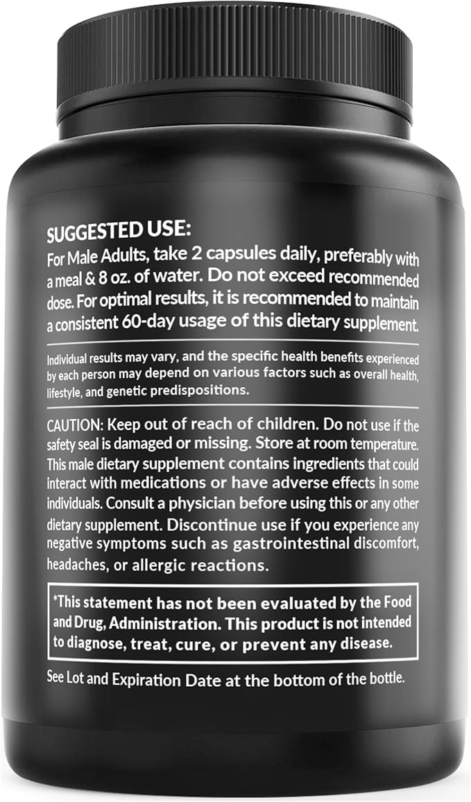 12-in-1 Fadogia Agrestis and Tongkat Ali for Men - Testosterone Supplement for Men with Turkesterone - Men's Health Supplement For Overall Well-being with 1342mg Per Serving (120 capsules) (Pack of 1)