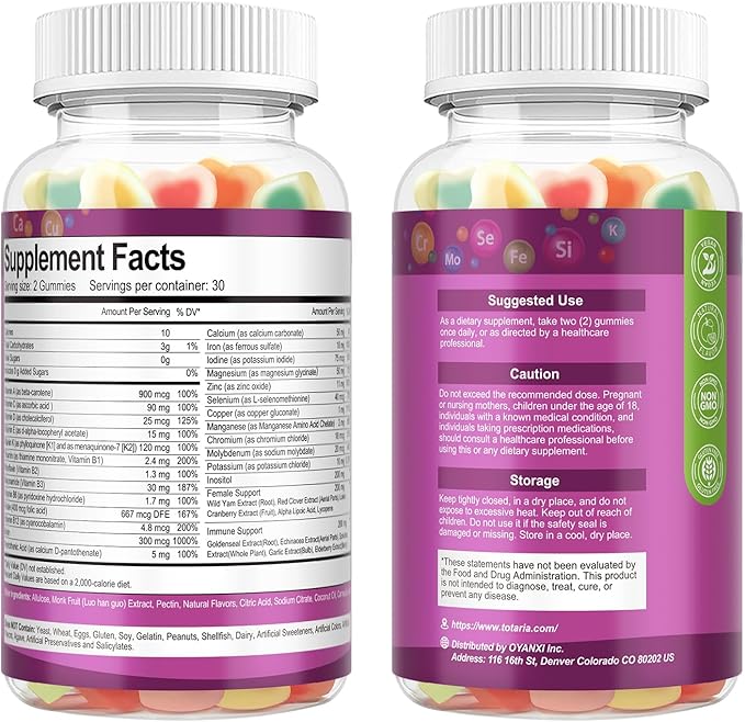 (2 Pcs) Sugar Free Womens Multivitamin Gummies with Iron, Women's Multivitamin w/Vitamins C, D3 K2, B12, B6, Filled Gummies for Daily Nutritional Support| Immune Support| Skin Health, Mixed Flavors