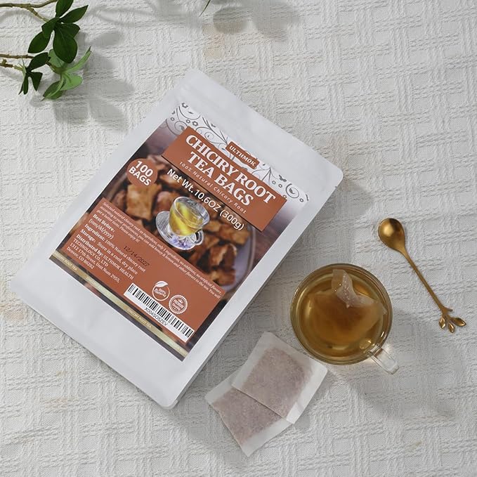 100 Premium Chicory Root Tea bags, Made with 100% Natural Chicory Root, Coffee Alternative,Support Liver Health & Rich in Antioxidants, No Additives & Caffeine Free.