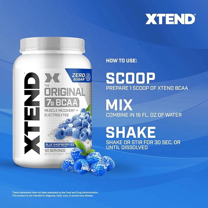 Xtend XTEND Original BCAA Powder 7g BCAA and 2.5g L-Glutamine, Sugar Free Post Workout Muscle Recovery Drink with Amino Acids for Men & Women, 90 Servings