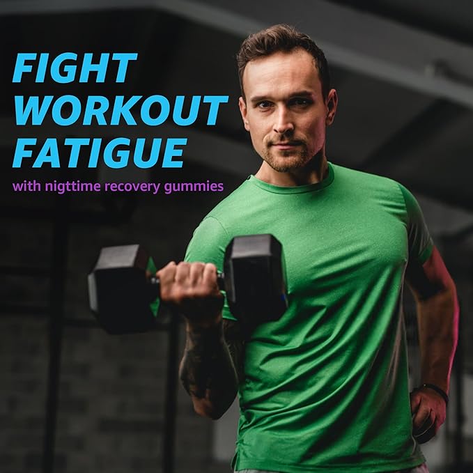 Zinc and Magnesium Supplement, Zinc Magnesium Aspartate Post Workout Gummies for Men Women, with Vitamin B6, B12, D3, Turmeric for Nighttime Recovery, Reduce Fatigue, Boost Immunity & Sleep, 60 Count