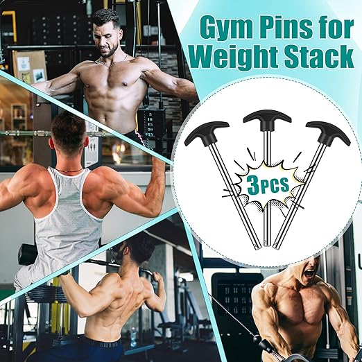 3PCS Weight Stack Pins, 6 " Locking Space Gym Pin Weight Stack Replacement for Lifting Machine Strength Training (3/8" Diameter)