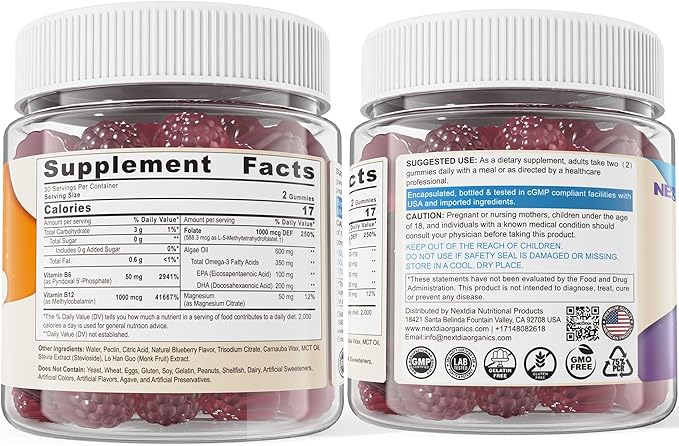 3-in-1 Methylated B Complex + Omega-3 Gummies With Vitamin B12 1000 mcg + Methylfolate 1000 mcg, B6 Vitamins for Energy, Mood & Brain - Sugar Free B Complex Vitamins for Women, Men, Vegan, 2 Pack
