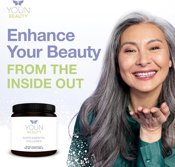 YOUN Beauty Supplemental Collagen Powder by Holistic Plastic Surgeon Dr. Anthony Youn, 30 Servings (Unflavored) – Fortigel, Fortibone & Verisol Multi-Collagen Peptides for Skin Health