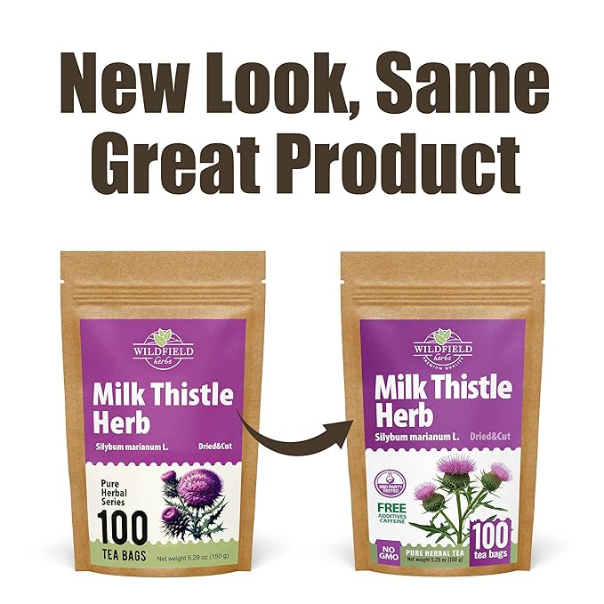 100 Bags Milk Thistle Tea Herb Dried Cardo Mariano Herbal (Silybum Marianum) - 100 Count 1.5g Tea Bags Dry Milk Thistle Herb Cardo De Leche