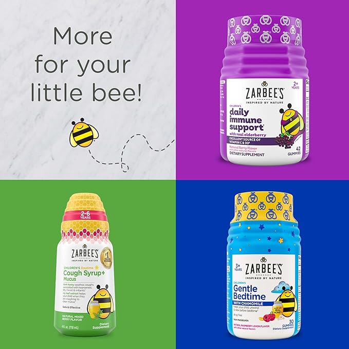 Zarbee's Kids Melatonin Gummy, 1mg Childrens Sleep Aid Supplement, Drug-Free & Effective Sleep Supplement for Children Ages 3 and Up, Non-Habit Forming, Natural Watermelon Flavor, 60 Gummies