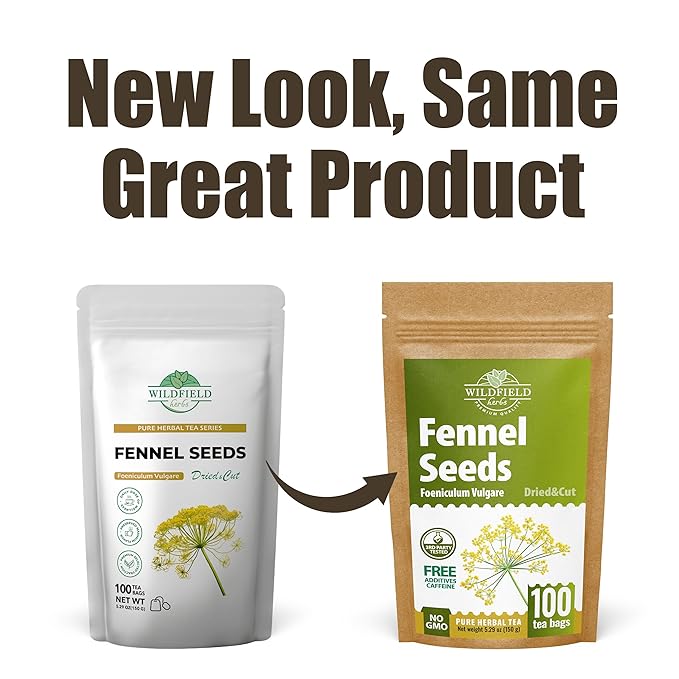 100 Bags Fennel Tea Fennel Seed Tea Herbal (Foeniculum Vulgare) - 100 Count 1.5g Bags Herb Hinojo