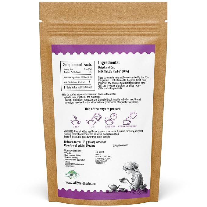 4 oz. Milk Thistle Herb Dried Milk Thistle Herbal Tea (Silybum Marianum) - 113g Herb Tea Cardo Mariano