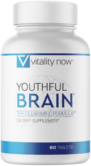 Youthful Brain | Memory & Brain Health Support Supplement - Brain Booster Clarity with Bacopa Monnieri, Ginkgo Biloba, B12 - Easy to Swallow Tablets - 30-Day Supply (60 Count)