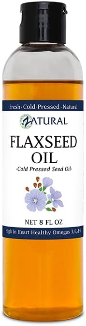 Zatural Flaxseed Oil Organically Grown 100% Pure Flax Seeds Cold Pressed Vegan Omega Fatty Acids (8oz)