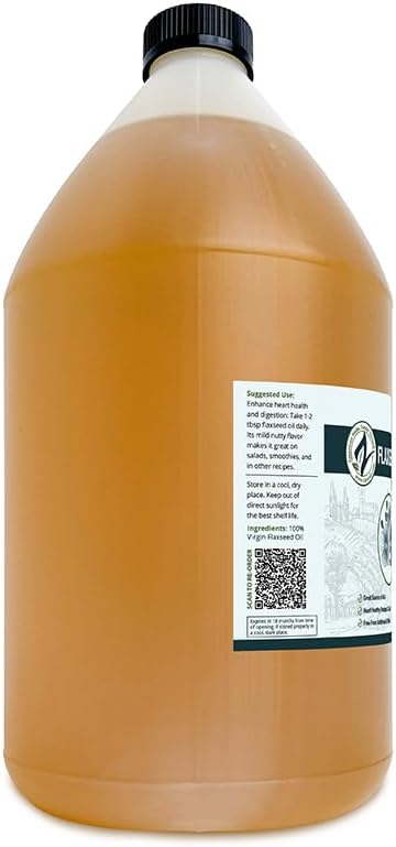 Zatural Flaxseed Oil Organically Grown 100% Pure Flax Seeds Cold Pressed Vegan Omega Fatty Acids 128oz (1 Gallon)