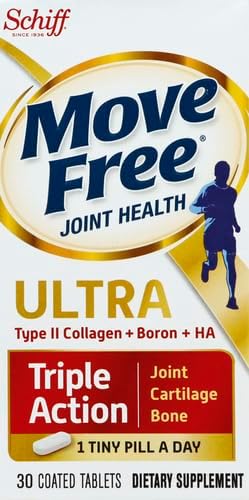 Move Free Ultra Triple Action Joint Support Supplement - Type II Collagen Boron & Hyaluronic Acid - Supports Joint Comfort, Cartiliage & Bones in 1 Tiny Pill Per Day, 30 Tablets (30 Servings)*