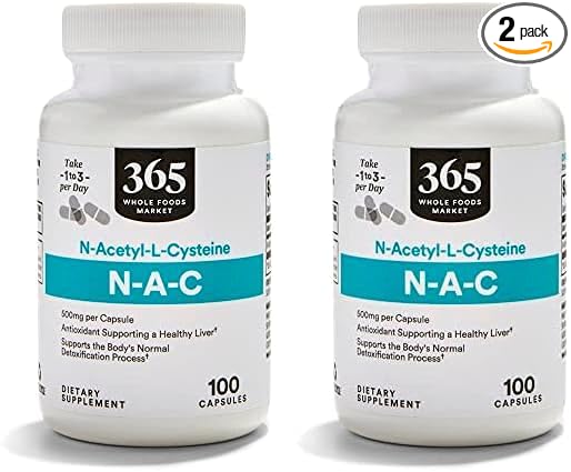 365 by Whole Foods Market, N-Acetyl L-Cysteine 500 MG, 100 Count (Pack of 2)