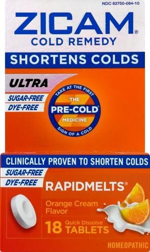 Zicam Cold Remedy Zinc Rapidmelts | Orange Cream Flavor | Shortens Cold Duration | Sugar-Free | Homeopathic