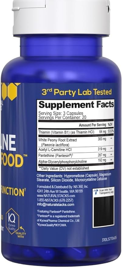 Acetylcholine Brain Food - Acetyl L-Carnitine & Alpha GPC Supplement - Supports Production of Acetylcholine - Neurotransmitter Supplement for Cognitive Function - 120 Capsules