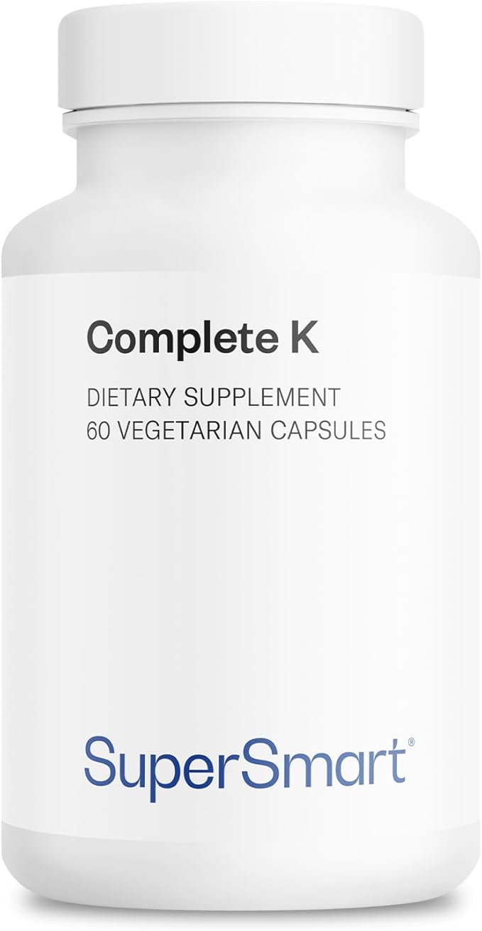 Supersmart - Complete K - with K1, K2 (MK4 + MK7) - Full Spectrum Vitamin K Supplement | Non-GMO & Gluten Free - 60 Vegetarian Capsules