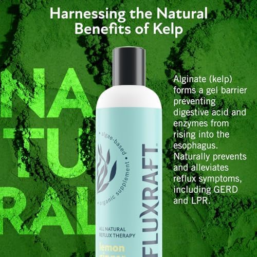 Acid Reflux Therapy with Organic Alginate, Rapid & Long Lasting Gerd, LPR & Digestion Symptom Support, Zero Sugar, Gluten Free, Low Sodium, Lemon Ginger Flavor, 47 Gel Servings, 8 OZ Bottle