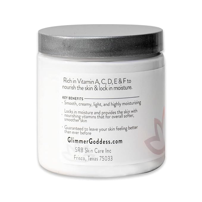 GLIMMER GODDESS Organic Whipped Body Butter- Strawberries&Cream, Vegan, 24 Hr Hydration, Less Stretch Marks, All Skin Types, Child-Safe, Organic, 8 oz