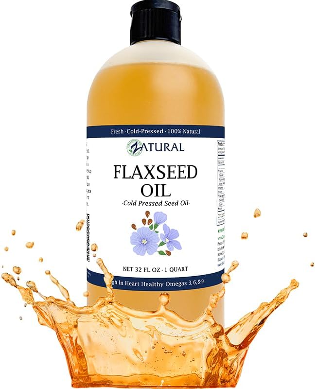 Zatural Flaxseed Oil Organically Grown 100% Pure Cold Pressed Omega Rich Fatty Acids 32oz