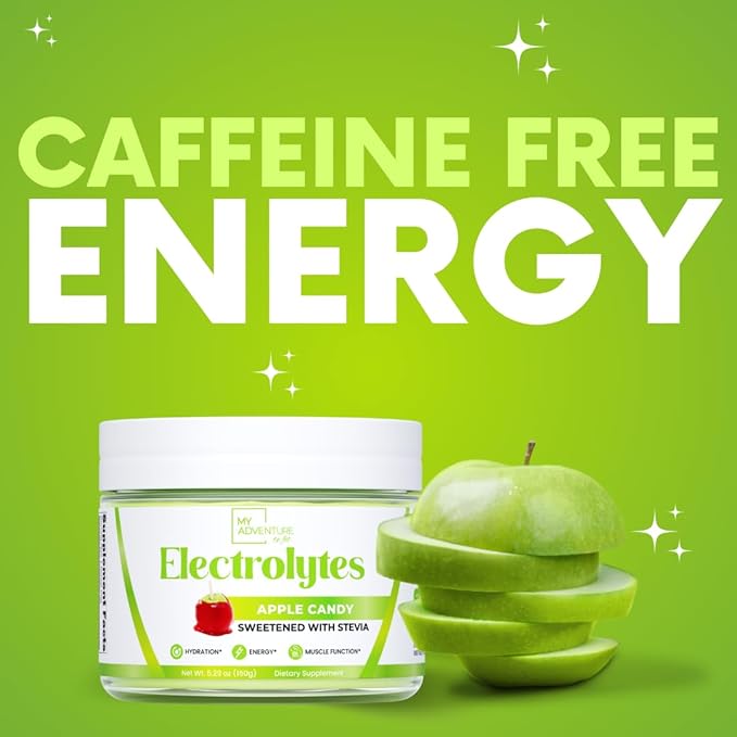 Zero Sugar - Apple Candy Electrolytes Powder - Refreshing Hydration - Caffeine Free Energy with All Natural Ingredients - Vegan, Keto, and Paleo - Sugar Free Electrolytes Drink Mix - with 30 Servings