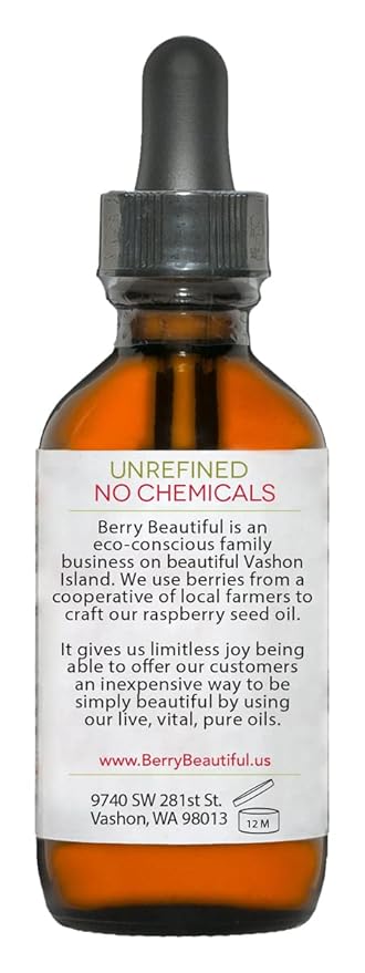 100% Pure Red Raspberry Seed Oil – 2 fl oz | Sustainably Cold-Pressed from Northwest Co-op Raspberries