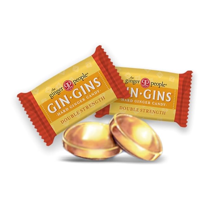 GIN GINS Double Strength Ginger Hard Candy – Natural Ginger Candy by The Ginger People – Individually Wrapped Healthy Candy – Double Strength Flavor – Large 1 lb Bag (16oz) – Pack of 2