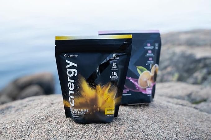 Energy | Natural Energy & Focus Supplement | with Carnosyn®, Ashwagandha, L-Arginine, Theobromine | Zero Sugar, 5 Calories, 120mg Caffeine | 15 Stick Packs for Mental & Physical Boost | Lemon
