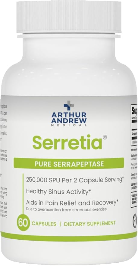 Arthur Andrew Medical, Serretia, Serrapeptase Formula for Muscle and Sinus Support, 60 Capsules