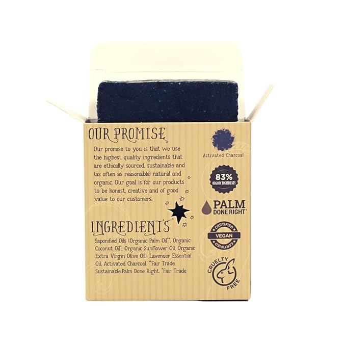 Varina Organic Lavender Activated Charcoal Bar Soap - Gentle Cleansing for Sensitive Skin, Herbal and Mint - 3 Pack - Experience Healthy and Glowing Skin