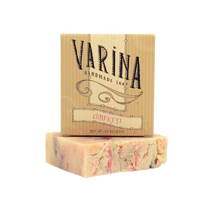 Varina Natural Confetti Bar Soap - Gentle Cleansing for Sensitive Skin, Sweet and Vanilla - 3 Pack
