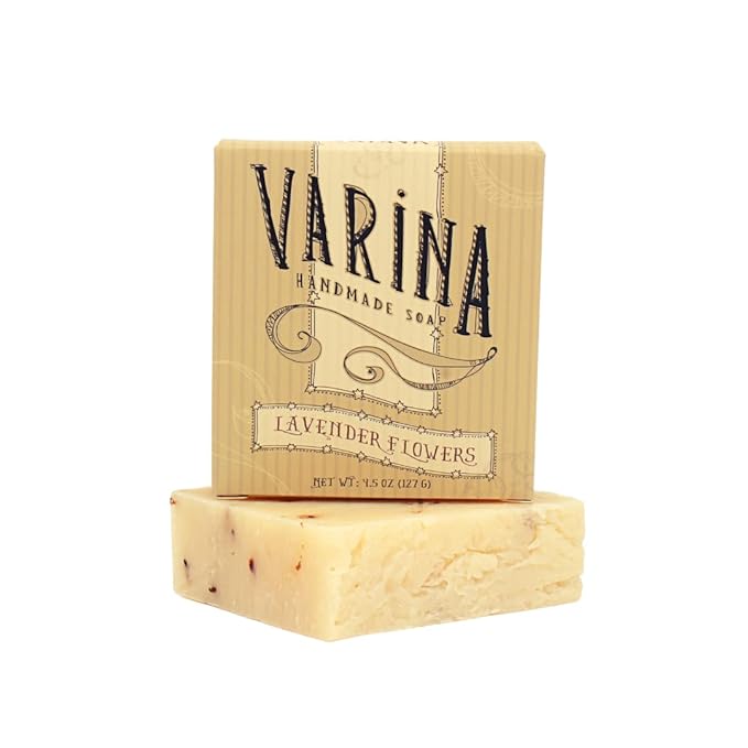 Varina Organic Lavender Flowers Bar Soap - Gentle Cleansing for Sensitive Skin, Herbal and Mint - 3 Pack