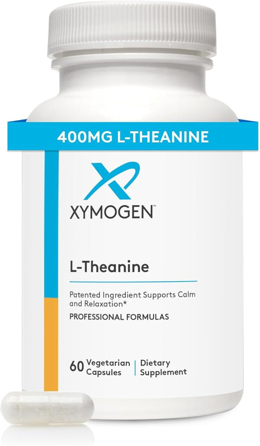 XYMOGEN L-Theanine - Patented Suntheanine L theanine 400mg Per Serving - Amino Acid Supplement to Support Calm + Relaxation Without Drowsiness, Liver Health (60 Capsules)