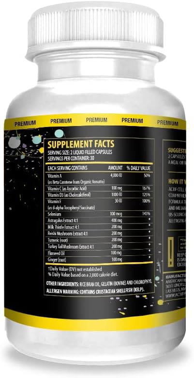 ACTIF Cell Division Support - Maximum Strength with 10+ Factors, Non GMO, 1 Month Supply, Made in USA