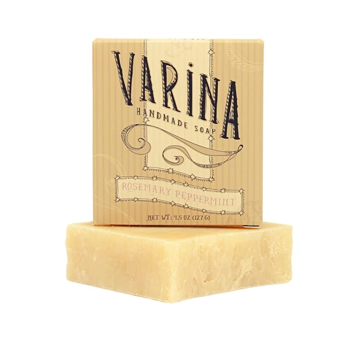 Varina Organic Rosemary Peppermint Bar Soap - Gentle Cleansing for Sensitive Skin, Herbal and Mint - 3 Pack