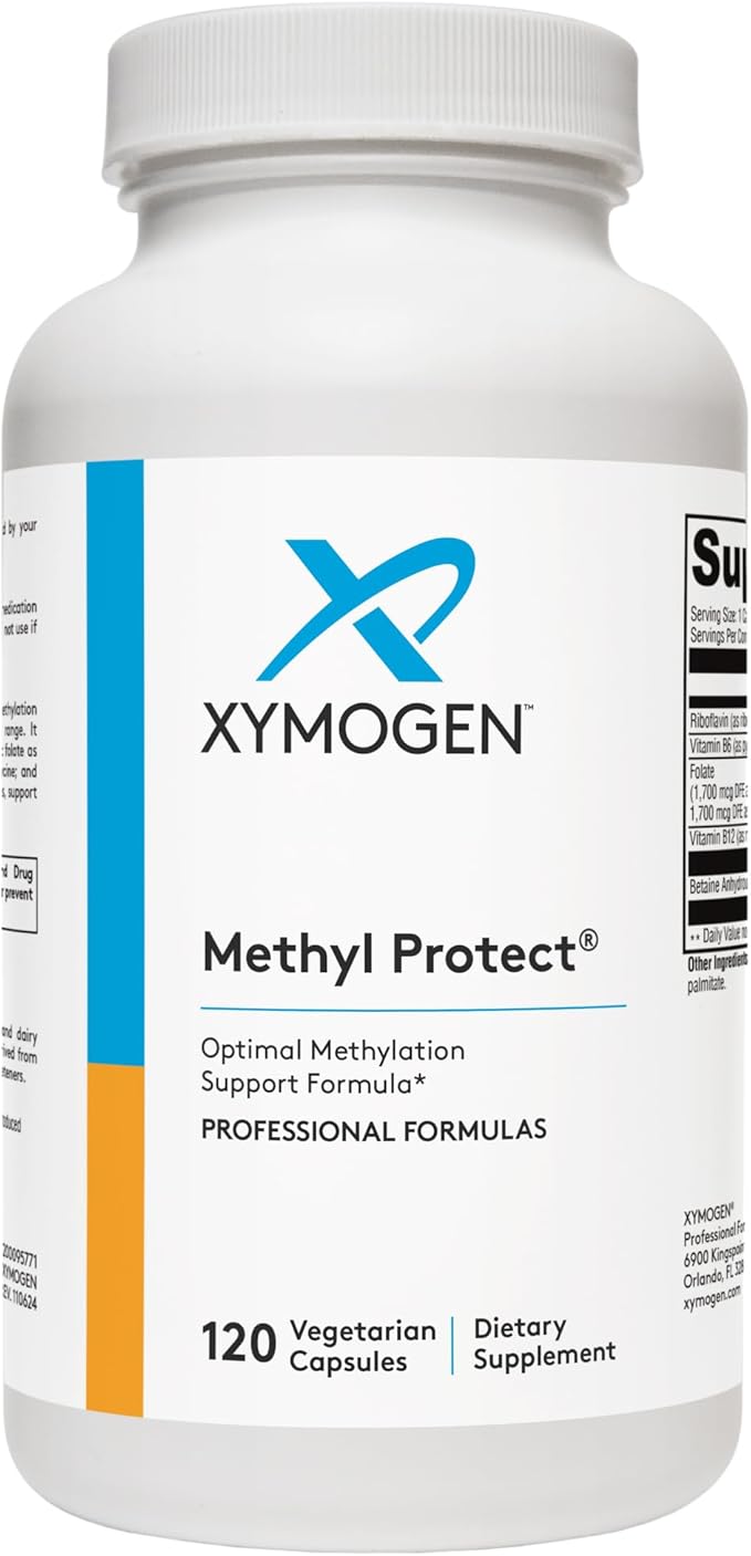XYMOGEN Methyl Protect - Optimal Methylation Formula with Methyl Folate, Vitamin B12 (Methylcobalamin b12), Riboflavin + B6 Vitamins - Cognitive, Homocysteine + Heart Health Supplements (120 Capsules)