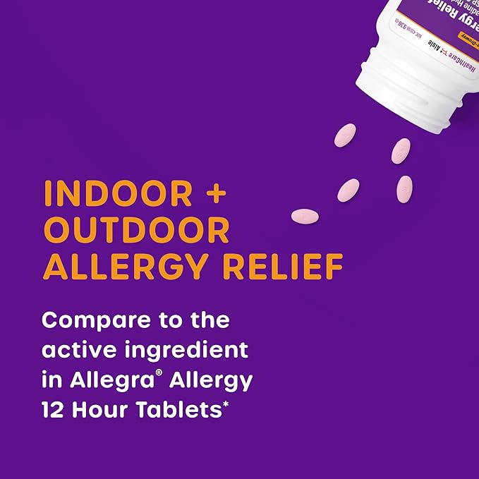 HealthCareAisle Allergy Relief - Fexofenadine Hydrochloride Tablets USP, 60 mg - 100 Tablets - Non-Drowsy Antihistamine, 12-Hour Allergy Medicine