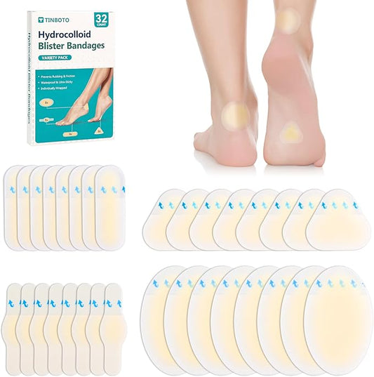 32PCS Hydrocolloid Blister Bandages for Feet – Waterproof Hydrocolloid Bandages, Gel Blister Pads for Heel & Toe, Blister Cushions for Prevention & Faster Recovery (Toe Pack)
