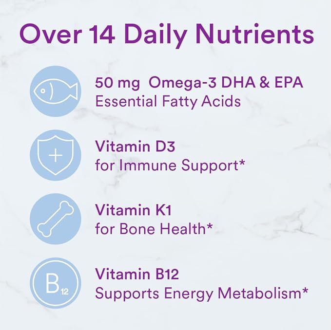 SmartyPants Toddler Multivitamin Gummies: Omega 3 Fish Oil (EPA/DHA), Vitamin D3, C, Vitamin B12, B6, A, K & Zinc, Biotin, Beta Carotene, Gluten Free, Three Fruit Flavors, 90 Count (30 Day Supply)