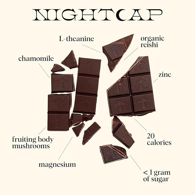 Alice Mushrooms Nightcap + Brainstorm + Happy Ending Threesome | Functional Mushroom Chocolates | Supports Brain Performance | Nightcap Supports Deep Sleep | Happy Ending for Enjoyment
