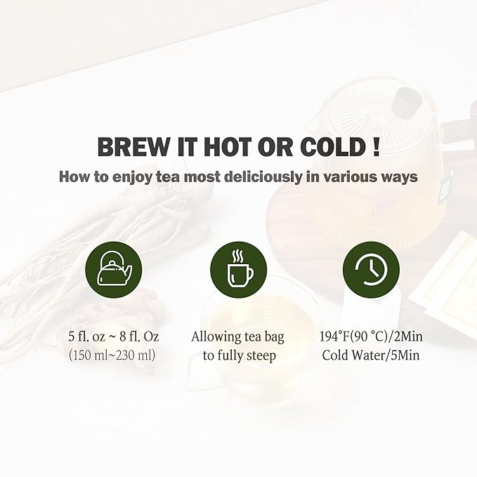 [Nokchawon] Bellflower Root Ginger Tea, Caffeine Free, Premium Pure Herbal Tea, Zero Calories Korean Tea, for Stocking Stuffers and White Elephant Gifts, 20 Count Tea Bags, 0.56oz(16g)