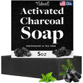 Charcoal Soap – Natural Activated Charcoal Black Soap Bar – Exfoliating Face & Body Wash for Dry, Sensitive, Oily Skin – Facial Cleanser with Bentonite Clay for Acne, Blackheads, & Scars, Made in USA