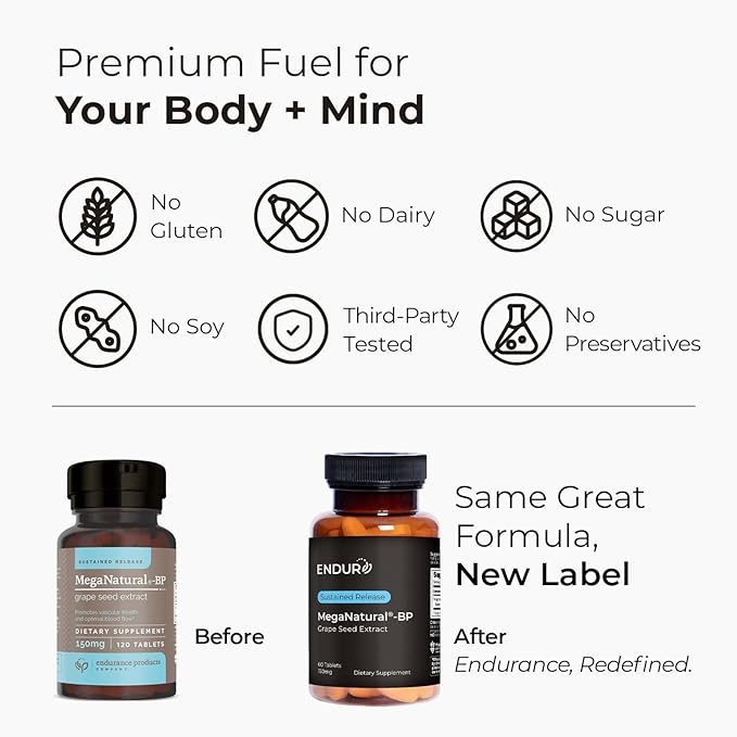 MegaNatural BP, Grape Seed Extract Supplements with Sustained-release California Grape Seed Extract Herbal Supplements for Optimized Absorption & Supports Energy, 150 mg, 60 Tablets